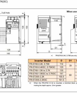 kích thước biến tần FR-E740-0.75K