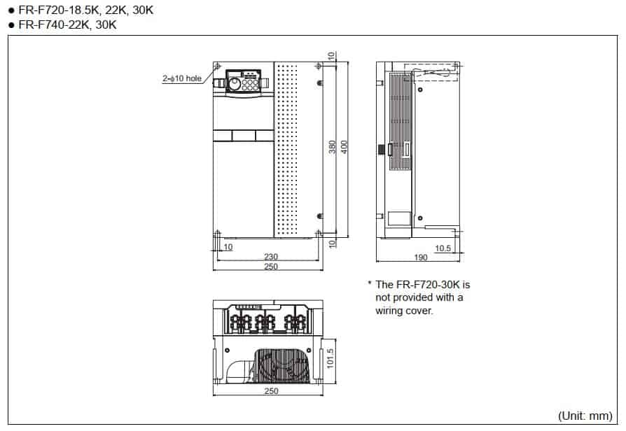 Kích thước biến tần FR-F720-30K