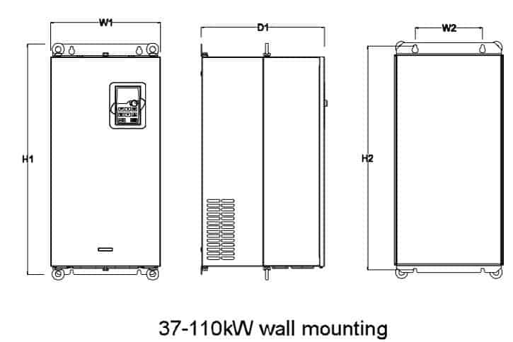 Mô tả kích thước GD200A 37-110kw
